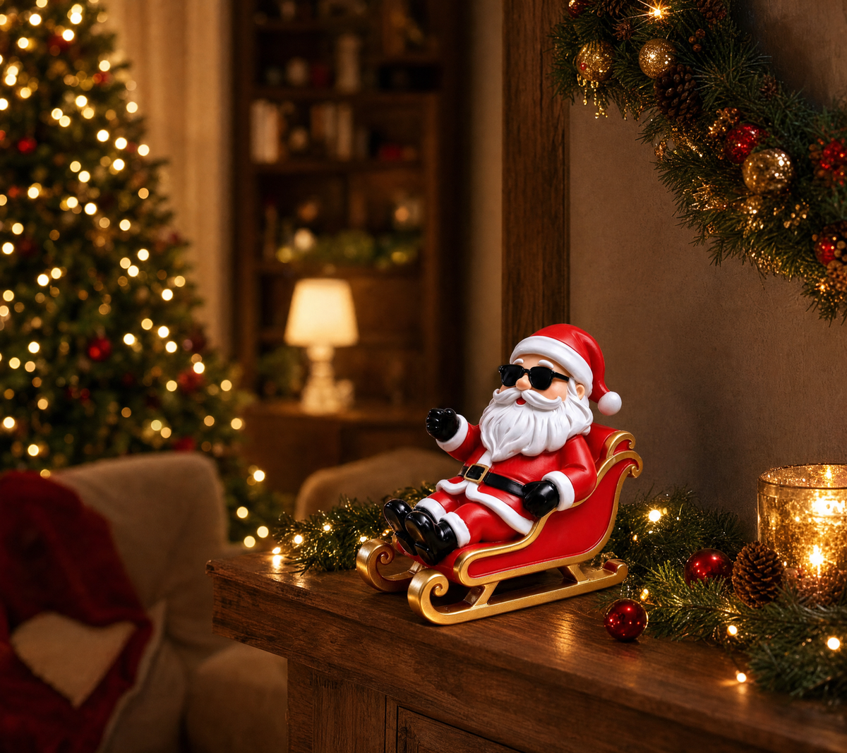 Santa Claus Sleigh Christmas Figurine